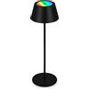 BRILONER - Lampada da tavolo a LED senza fili, lampada da comodino RGB touch, lampada da scrivania, lampada da tavolo per esterni e interni, USB-C, luce bianca calda e luce colorata, nero