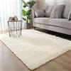 Jyswx Tappeto Peloso Salotto - Tappeti Soggiorno Moderni Grandi Dimensioni - Tappeto Lavabili Antiscivolo per Camera da letto, Bianco, 50 x 120 cm