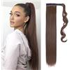 TESS Codino a coda di cavallo naturale 60 cm, capelli naturali lisci marrone chiaro (#M4) coda di cavallo finta, 90 g