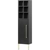Schildmeyer Credenza Gloria con scomparti aperti, derivati del legno, nero/oro, 130,6 x 30,4 x 21,8 cm