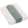 LÄSSIG Coperta Puck per neonati Panno di garza Set di 3 pezzi in cotone 80 x 80 cm/Heavenly soft Swaddle L Garden Explorer Tractor