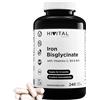 HIVITAL foods Ferro 14 mg. 240 capsule vegane per 8 mesi di trattamento. | Ferro Bisglicinato con Vitamina C, Acido Folico e Vitamina B12. Prodotto in Europa da HIVITAL
