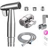ABSOK Bidet doccia a mano in acciaio inox, doccia musulmana in acciaio inox e kit di spruzzo per pannolini per bambini, con erogatore per rubinetto, tubo flessibile e gancio o supporto a parete