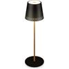 Briloner - Lampada da tavolo senza fili, 2 lampade in 1, lampada comodino dimmerabile, Lampada da Esterno, abat jour da comodino, lampada da tavolo ricaricabile, lampada scrivania, nero-legno