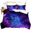 Loussiesd Universo Set copripiumino singolo, matrimoniale, king size con stampa a razzo di galassia e stelle, con federa per cuscino, chiusura a cerniera, Uksx480lyp., Single