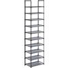 SONGMICS Scarpiera Ingresso a 10 Ripiani, Scaffale Portascarpe, Scarpiera Compatta, 28 x 45 x 173 cm, Telaio in Metallo, Ripiani in Tessuto Non Tessuto, Corridoio, Camera da Letto, Grigio LSH010G01