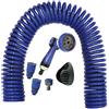 S&M 590078 - Kit Tubo elicoidale Blu 15 Metri (9 mm Diametro) + Pistola Multifunzione 8 getti + Automatica Filettatura Femmina con Adattatore ¾-½ + 2 connettori rapidi + Supporto Appendiabiti