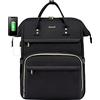 LOVEVOOK Zaino per PC Donna, Laptop Zaino Multitasche Universita Portatile 18 Pollici, Impermeabile Zaino Computer con Caricatore USB, Zaino per Viaggi Lavoro Scuola Ufficio,Nero