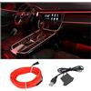 CGEAMDY Striscia LED per Auto Al Neon, Illuminazione Ambiente Kit Decorazioni Auto Accessori Interni, Neon Wire 500CM Con Protezione Fusibile per Auto, Filo Elettroluminescente (Rosso)