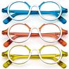 KoKoBin Confezione da 3 Occhiali da Lettura per donne e uomini Retro Round Oversized Frame Anti Luce Blu Occhiali con cerniera a molla (Confezione da 3, 1.5, x)