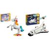 LEGO 31140 Creator Unicorno Magico con Arcobaleno, Set 3 in 1 con Fantastici Animali Giocattolo & 31135 Creator Space Shuttle, Set 3 in1 con Astronauta e Astronave Giocattolo