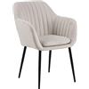 AC Design Furniture Wendy - Sedia da pranzo con braccioli, 1 pezzo, colore beige, con rivestimento in microfibra e gambe in metallo nero