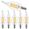 ProCrus E14 Lampada a Candela LED Dimmerabile,4W per Lampadario,2700K Candela Bianca Calda,Lampadina LED a Filamento C35,4W Sostituisce 40W,400LM,Trasparente,Confezione da 6,Classe Energetica F