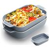 YFWOOD Piatto per lasagne, 2PCS 9x5 pollici Rettangolare Ceramica Piatti da forno con manico, colorato Piccolo forno a tavola Piatti da forno ideale per forno Ceramica Teglia Lasagna Casseruola (Blu)