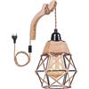 Eufrozy Applique da parete Paralume, Lampada da parete a sospensione E27 Vintage Farmhouse con presa e cavo di alimentazione e interruttore per l'illuminazione della stanza di casa