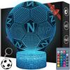 Magiclux Luce Notturna 3D Calcio con Lettera N, 16 Colori e Telecomando