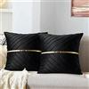 MAIXUN Nero Copricuscini Divano 50 x 50 cm Quadrate Velluto Quadrate Federe Cuscini Casa Farmhouse Moderno Strisce Dorate Federa per Cuscini Decorativi in Cotone Set di 2