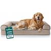 FurHaven - Cuccia in Gel rinfrescante, per Cani di Taglia Grande Fino a 43 kg, con Cuscini Rimovibili e Copertura Lavabile, Divano in Sherpa e ciniglia, Jumbo Plus/XL, Color Panna