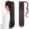 TESS Coda Capelli Extension 60 cm, Coda Finta Capelli Liscio Marrone scuro (#4A) Coda Capelli 90g Code Finte per Capelli