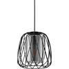 Eglo lampada a sospensione Floresta, lampada sospesa a luce singola, illuminazione a sospensione in metallo nero e vetro fumé in nero-trasparente, presa E27