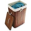 Relaxdays Cesto Portabiancheria con Coperchio, Bambù 83 L Cestino Rettangolare Pieghevole 65,5x43,5x33,5 cm, Marrone
