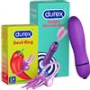 Durex Devil Ring Anello Vibrante Elastico con Vibrazione Silenziosa per Stimolazione Intima Vaginale Clitoridea + Durex Delight Minivibrator Stimolatore per Lei Massaggiatore Intimo Waterproof