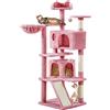 Yaheetech Albero Tiragraffi per Gatti Gioco Giocattolo per Gatti in Sisal Naturale 49 x 49 x 144,5 cm Rosa