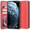 Sinyunron Cover Compatible with Xiaomi Mi Note 10 Lite Custodia in Pelle PU,Flip Case Wallet Cellulare Caso Cover a Libro,Portafoglio in Pelle Retrò(Rosso)