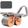 Qeyeid Plank Ab Roller Wheel per Core Trainer, per ruote addominali a rimbalzo automatico, supporto gomitiero addominale 4D, ruota addominale per fitness, addominali, con tappetino per ginocchio (1 pz)