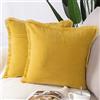 Madizz 2 Pezzi Federe Corto Pelle Scamosciata Copricuscini Morbido Decorativo Fodere per Cuscino Lusso Stile per Divano Camera da Letto Giallo Quadrate 55x55 cm