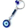 ASTER ALHELÍ - Portafortuna da Regalare Portachiavi Blu Occhio Turco - Amuleto contro il Malocchio - Keychain in Pelle Intrecciata Blu e Terreni in Argento - Portachiavi in Cuoio Uomo o Donna