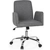 HJH Office 723030 Sedia da soggiorno FLOW sedia da ufficio in tessuto grigio sedia girevole imbottita con ruote e funzione basculante, regolabile in altezza