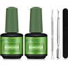 ZBQIEX Remover Solvente Per Smalto Semipermanente 2 Pezzi,Levasmalto per Unghie,Togli in 5 Minuti,Non Irritante,Rimozione Per Shellac Gel Polish,con Lime per Unghie e Raschietti per Smalto