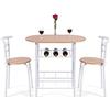 COSTWAY 3 pezzi Set da Pranzo Set 1 Tavolo e 2 Sedie da Cucina, in Metallo e MDF, Moderno ed Elegante (Bianco+Cachi)