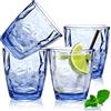 E-Greetshopping Bicchieri di plastica infrangibili da 300 ml, bicchieri da cocktail riutilizzabili in acrilico di alta qualità, bicchieri da acqua portatili da 10 oz, latte, confezione da 4