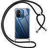 Pnakqil Custodia con Cordino Cover per Xiaomi Redmi 12C Girocollo Collana Cordoncino Collo Cordini Laccio Tracolla Catena Silicone Protettiva Trasparente Custodia per Redmi 12C Cover, Nero