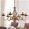 JIINOO Lampadario Tradizionale Country Vintage Altezza Regolabile Portacandele in ferro battuto bronzo 6 luci Plafoniera classica lampada a sospensione per cucina sala da pranzo soggiorno
