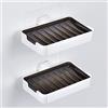 YOHOM Porta Saponetta per Doccia Adesivo Porta sapone Bagno da Muro Nero Portasaponette Solido da Parete con Scarico in Plastica 2 Pezzi