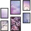 CREARREDA Set di Stampe da Parete Violet - SENZA Cornici - Decorazioni da Muro per Casa e Ufficio - Materiali Certificati, Made in Italy - Poster Abbinati 2 x A3 & 4 x A4-30x42 & 21x30
