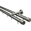Gardinia Set di Aste per Tende ISA, 2 Binari con Guida Interna II, Diametro 20 mm, Lunghezza 160 cm, Stile Acciaio Inossidabile