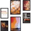 CREARREDA Set di Stampe da Parete Orange, yellow & White - SENZA Cornici - Decorazioni da Muro per Casa e Ufficio - Materiali Certificati, Made in Italy - Poster Abbinati 2 x A3 & 4 x A4 - 30x42 & 21x30