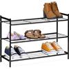 Relaxdays Scarpiera da Ingresso in Metallo, 3 Ripiani, Moderno Scaffale Porta Scarpe, 9 Paia, 50 x 70 x 26 cm, Nero, Ferro