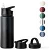 VINSUN Bottiglia Termica in Acciaio Inox 500ml - 3 Coperchi, Senza Perdite, Senza BPA - Borracce Termiche Sportiva - Scuola, Università, Bici, Ufficio, Palestra