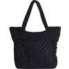 MEGAUK Borsa a tracolla in paglia fatta a mano da donna, casual, estiva, da spiaggia, in rattan, per tessere, borsa da donna, Nero , Taglia unica