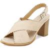 QUEEN HELENA Sandali con Tacco Medio a Fascia Incrociata con Cinturino Scamosciati Casual Donna ZM9020 (Nero, Numeric_37)