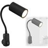 bmf-versand® Lampada da parete con interruttore - Lampada da parete per interni con spina - Lampada da parete nera per camera da letto - Lampada da lettura nero GU10