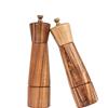 DeroTeno Set Macina Sale e Pepe, Macina Sale Regorabile in Ceramica, Macina Pepe in Acciaio Inossidabile, in Legno di Acacia, Altezza 22 cm, Diametro del Fondo 5,5 cm (il Vassoio NON è Incluso)
