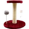 Generico Albero tiragraffi Altezza 30 cm Graffiatoio con Pallina, Piume e sisal Giochi Gatti e Cuccioli 2 Dischi (Rosso)