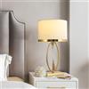 Chao Zan Lampada da tavolo E27 60W finitura ottone antico, stile vintage retrò, base in metallo, Paralume in tessuto, per camera da letto, comodino, comodino, credenza, ufficio (Senza Lampadine)