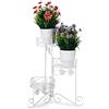 Relaxdays Supporto Metallico per Piante, Scala a 3 Ripiani, Interni ed Esterni, Richiudibile, Vintage, H: 40 cm, Bianco